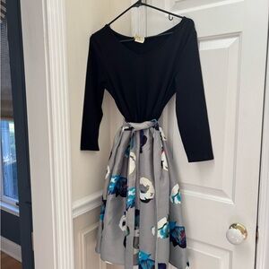 Elegant Black and Gray Floral Dress